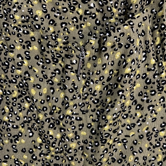 Calvin Klein Jeans Olive Green Leopard Print Mini Dress Size S Fairy Boho Casual - Picture 10 of 13